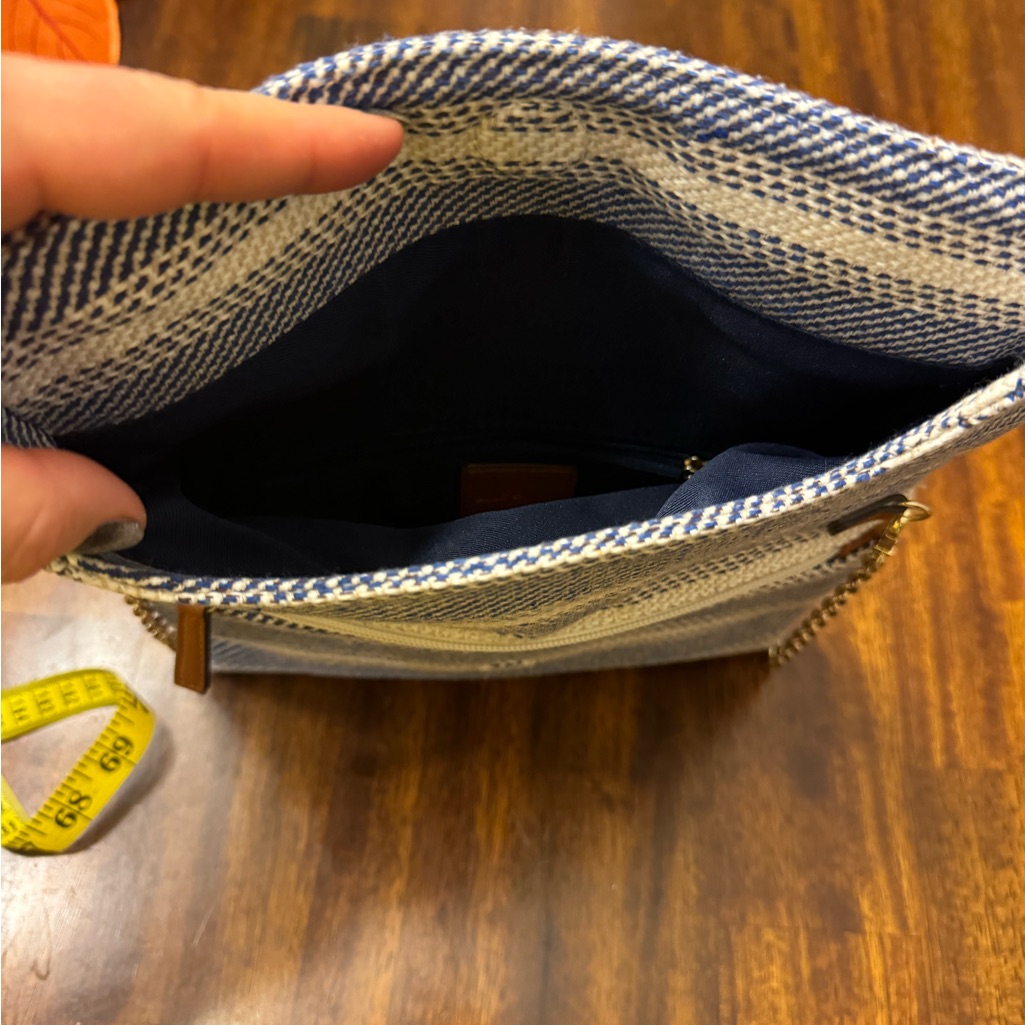 Market & Spruce Canvas Fold Over Crossbody Purse Blue And Cream Gold Cha — image 5 of 8